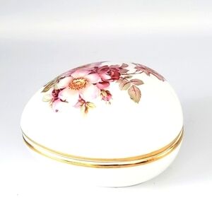 Gerold Porzellan Floral Egg Trinket Box Porcelain Vintage West Germany
